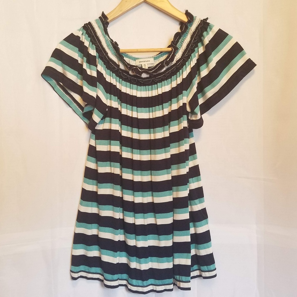 Max Studio off-the-shoulder striped blouse